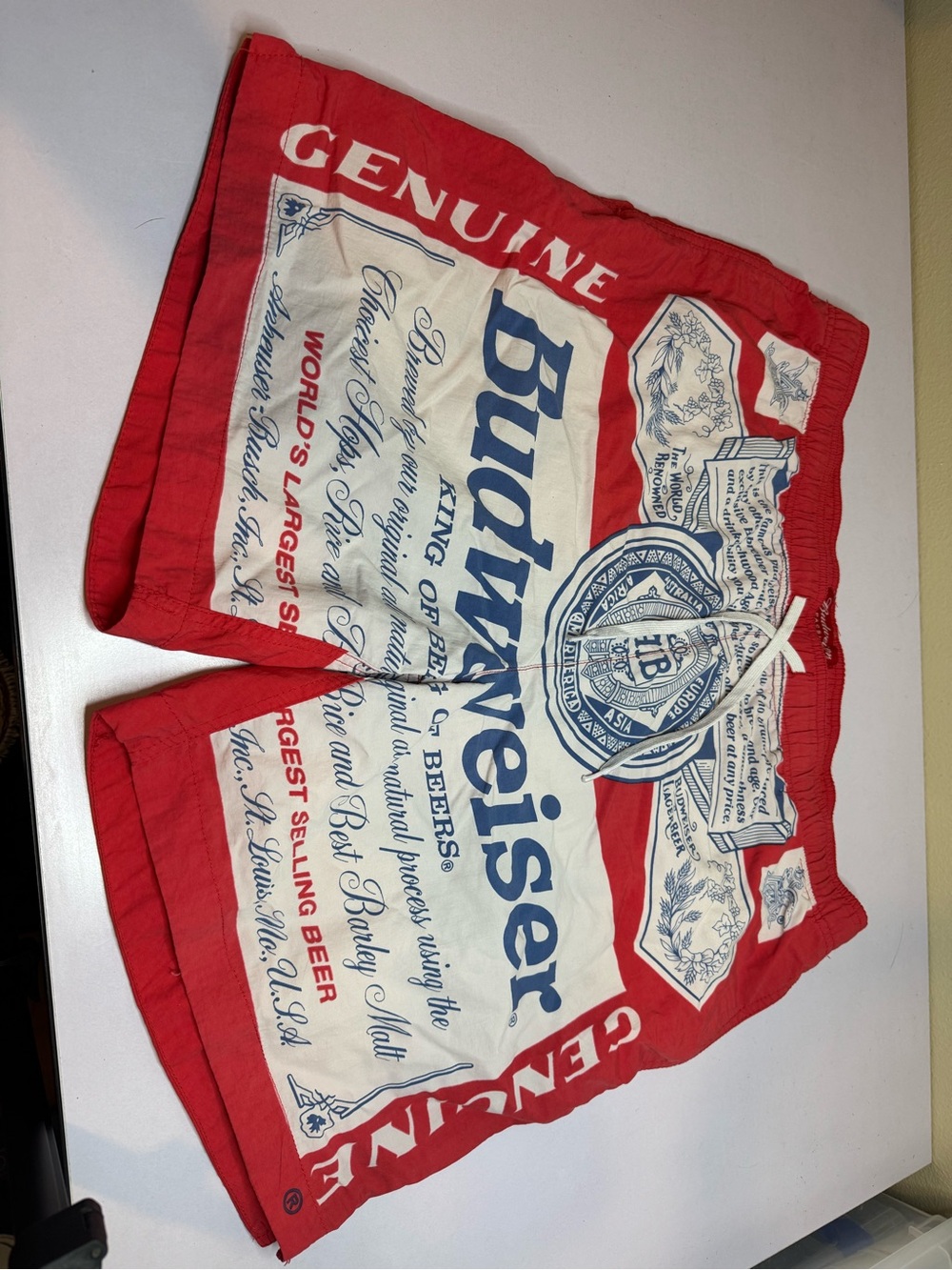 Budweiser Red, White and Blue Men's Swim Trucks, Vintage